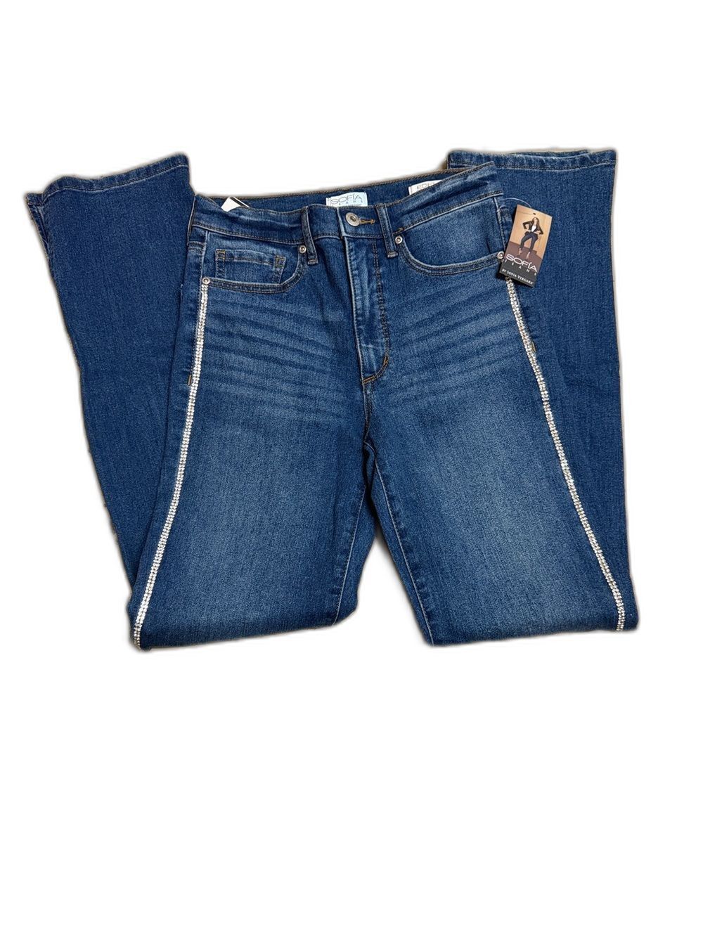 sofia by sofia vergara Blue Denim Jeans with Gold Rhinestone Trim